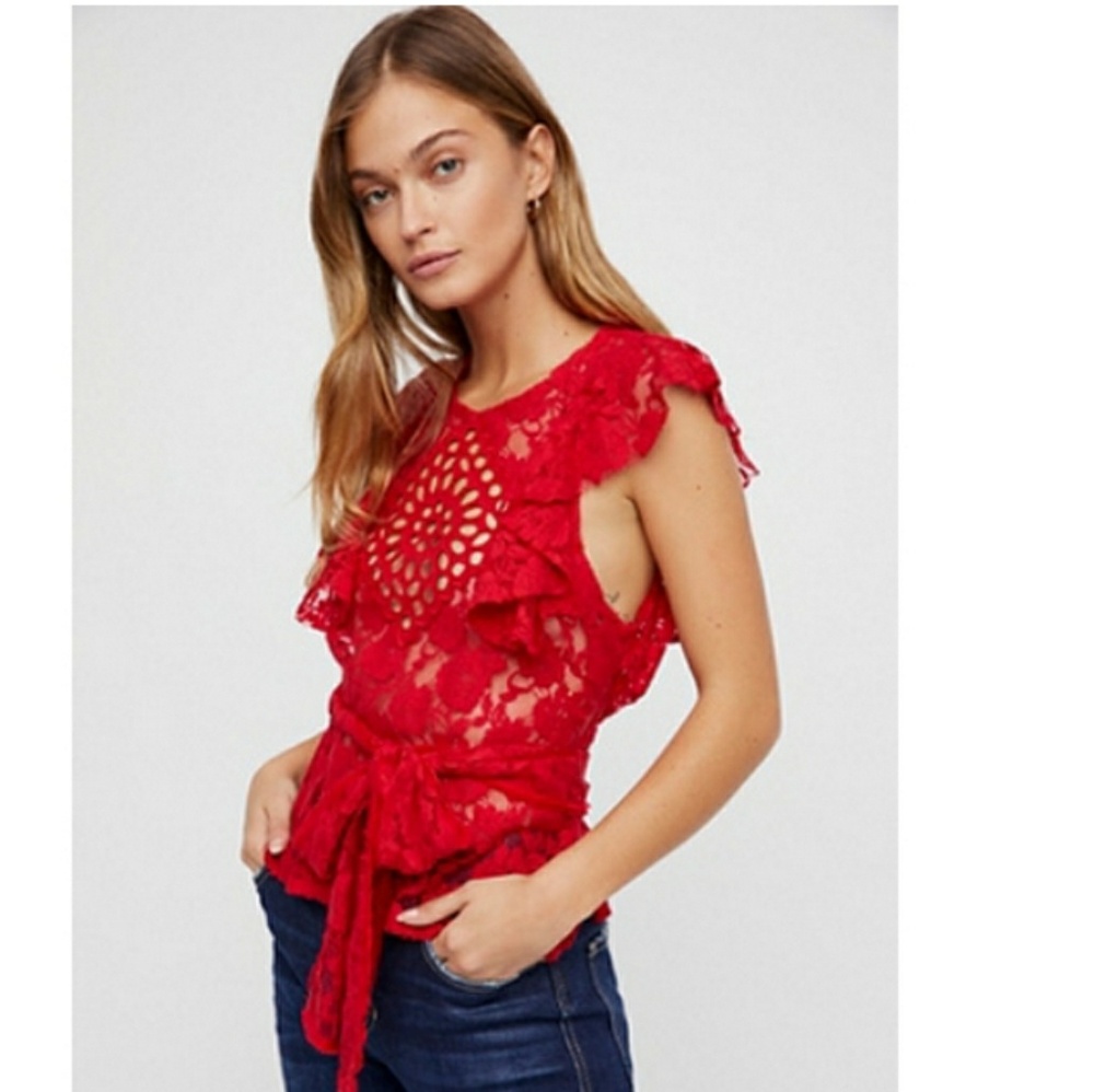 Free People Celeste Lace Wrap Top SZ M - Picture 8 of 8